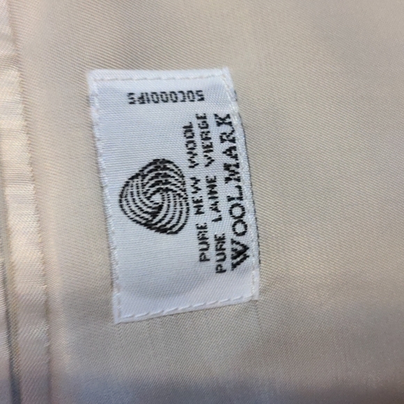 Tan pin-strip suit, jacket size 46 and waist size 32. - Picture 3 of 4